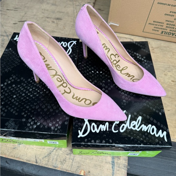 Sam Edelman Chic Pink Suede Heels - Picture 1 of 11